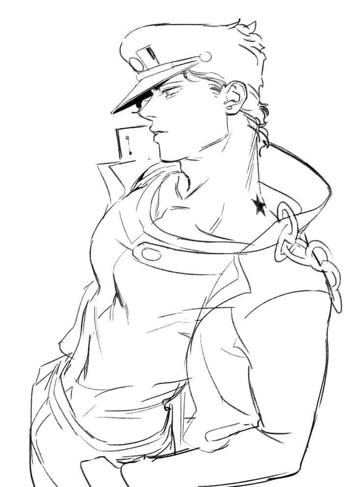 Kujo Jotaro from Jojo's Bizarre Adventure Coloring Page - Free Printable Coloring  Pages for Kids