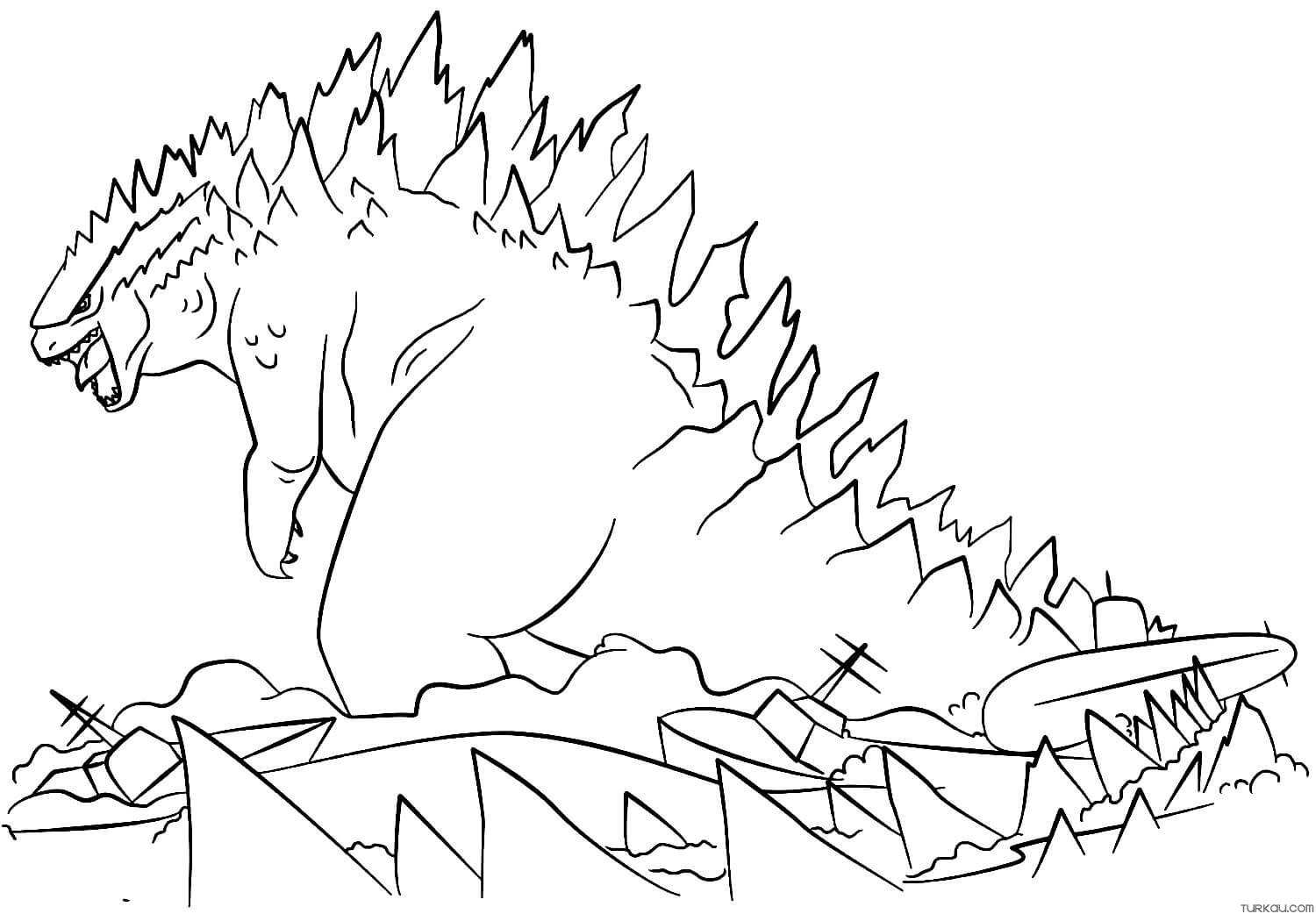 Full Page Godzilla Coloring Page » Turkau