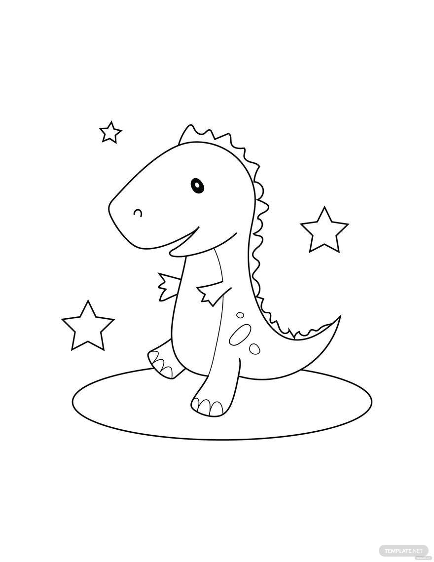 Cute Dinosaur Coloring Page - EPS, Illustrator, JPG, PNG, PDF, SVG |  Template.net