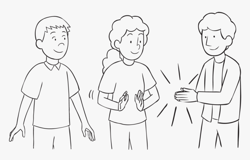 Three People Clapping Hands As Part Of Clap Pass Ice-breaker - Line Art, HD  Png Download , Transparent Png Image - PNGitem