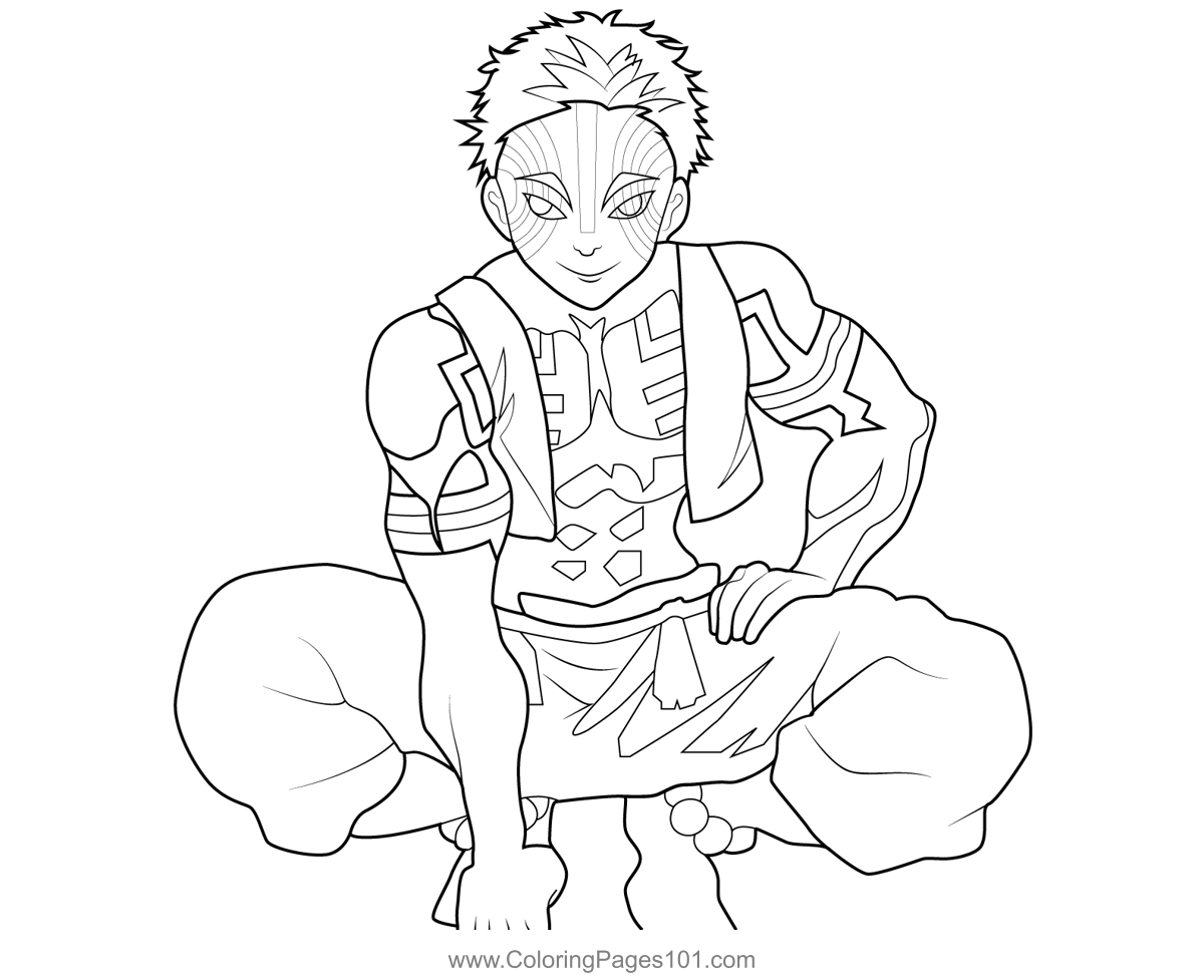 Akaza Demon Slayer Coloring Page for Kids - Free Demon Slayer Printable Coloring  Pages Online for Kids - ColoringPages101.com | Coloring Pages for Kids