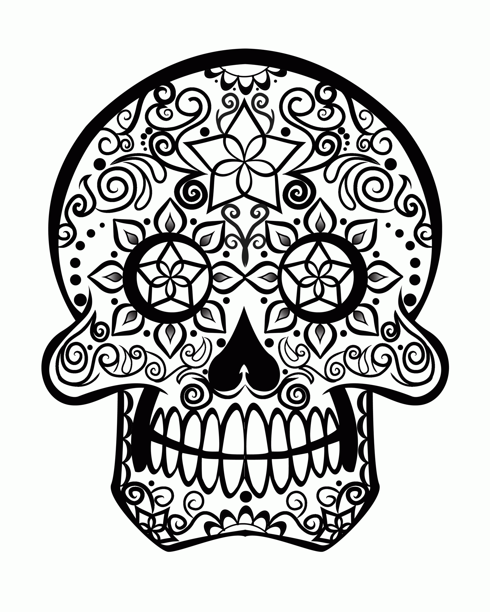 Sugar Skull Pdf - Coloring Pages for Kids and for Adults