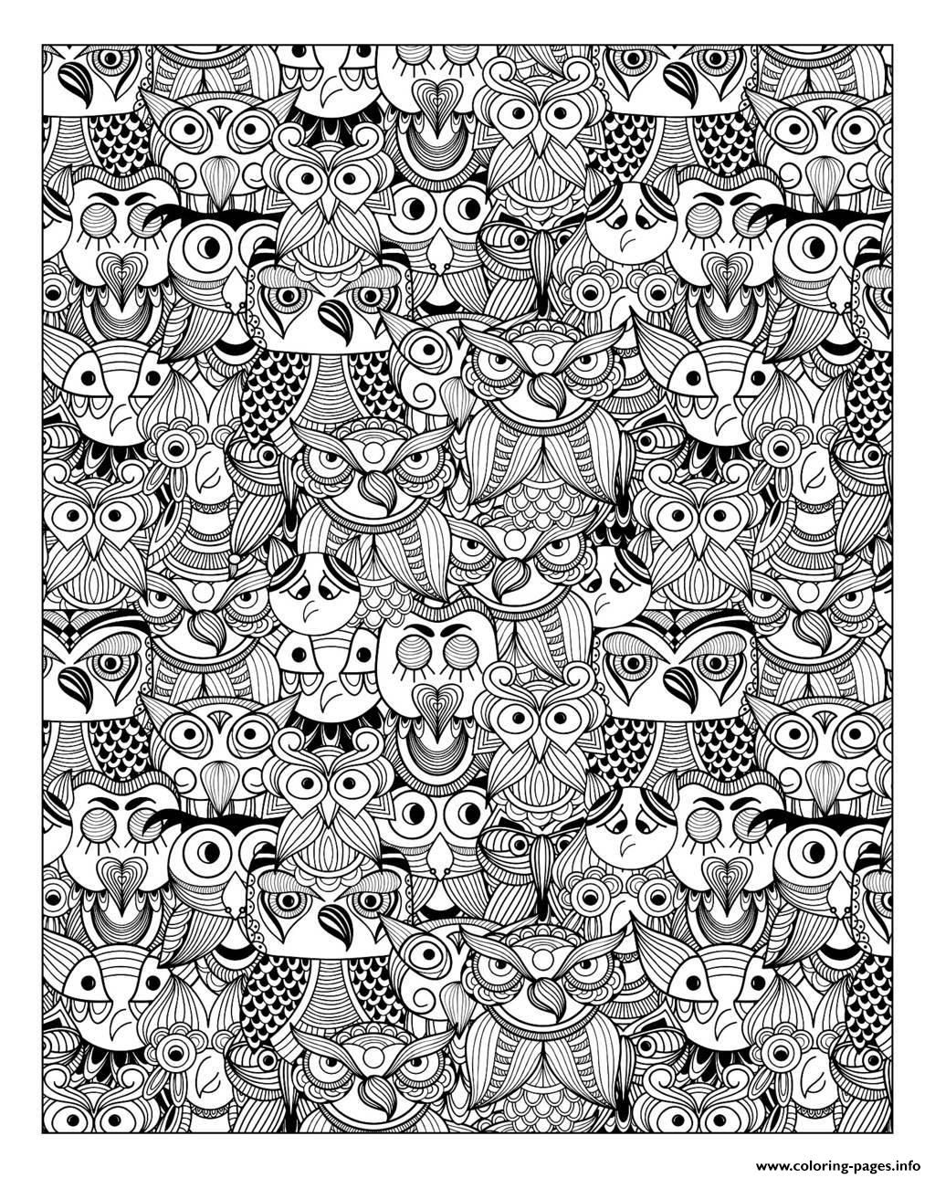 Print adult owls Coloring pages