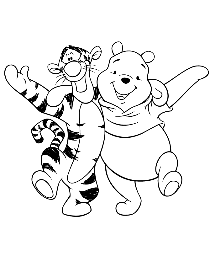 Cartoon Tigger And Pooh Best Friends Coloring Page | H & M ...