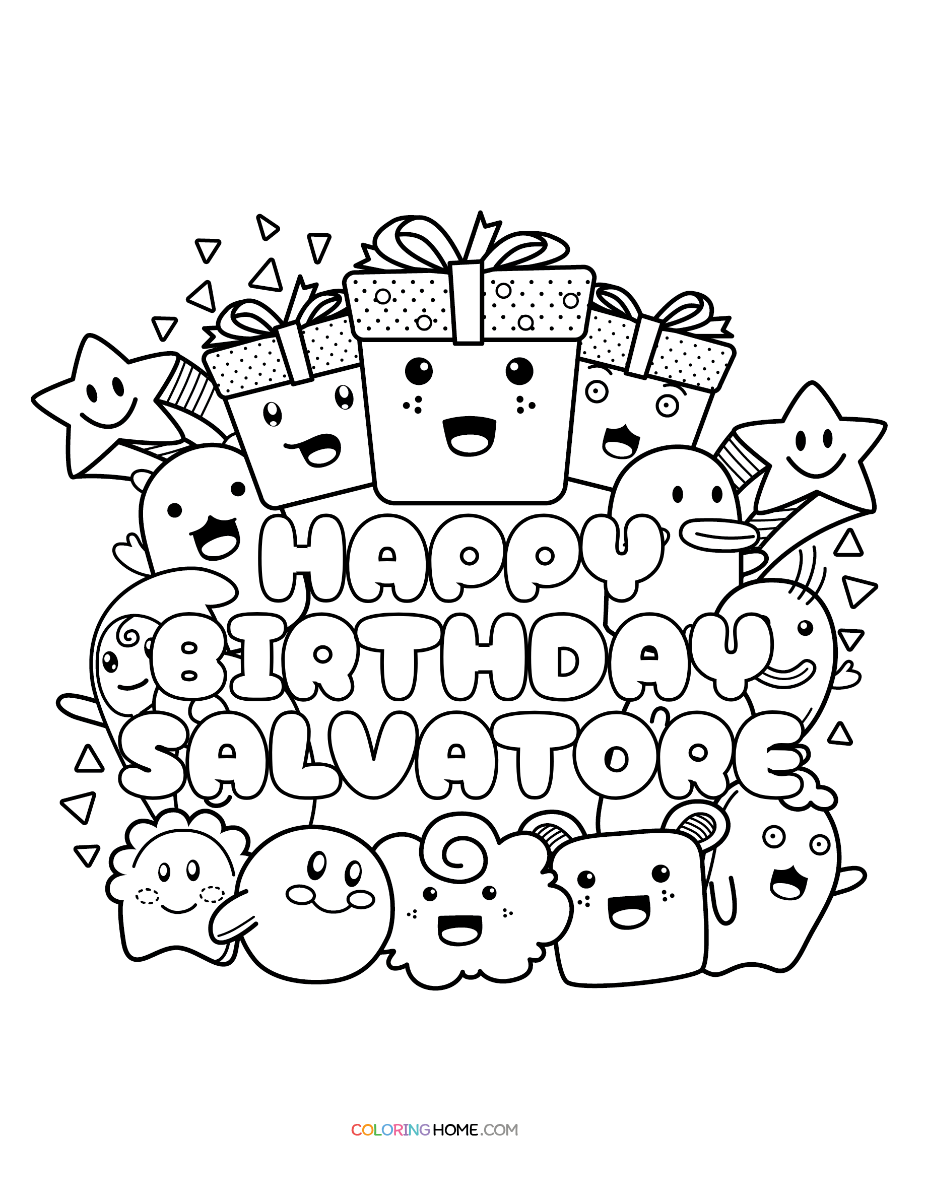 Happy Birthday Salvatore coloring page