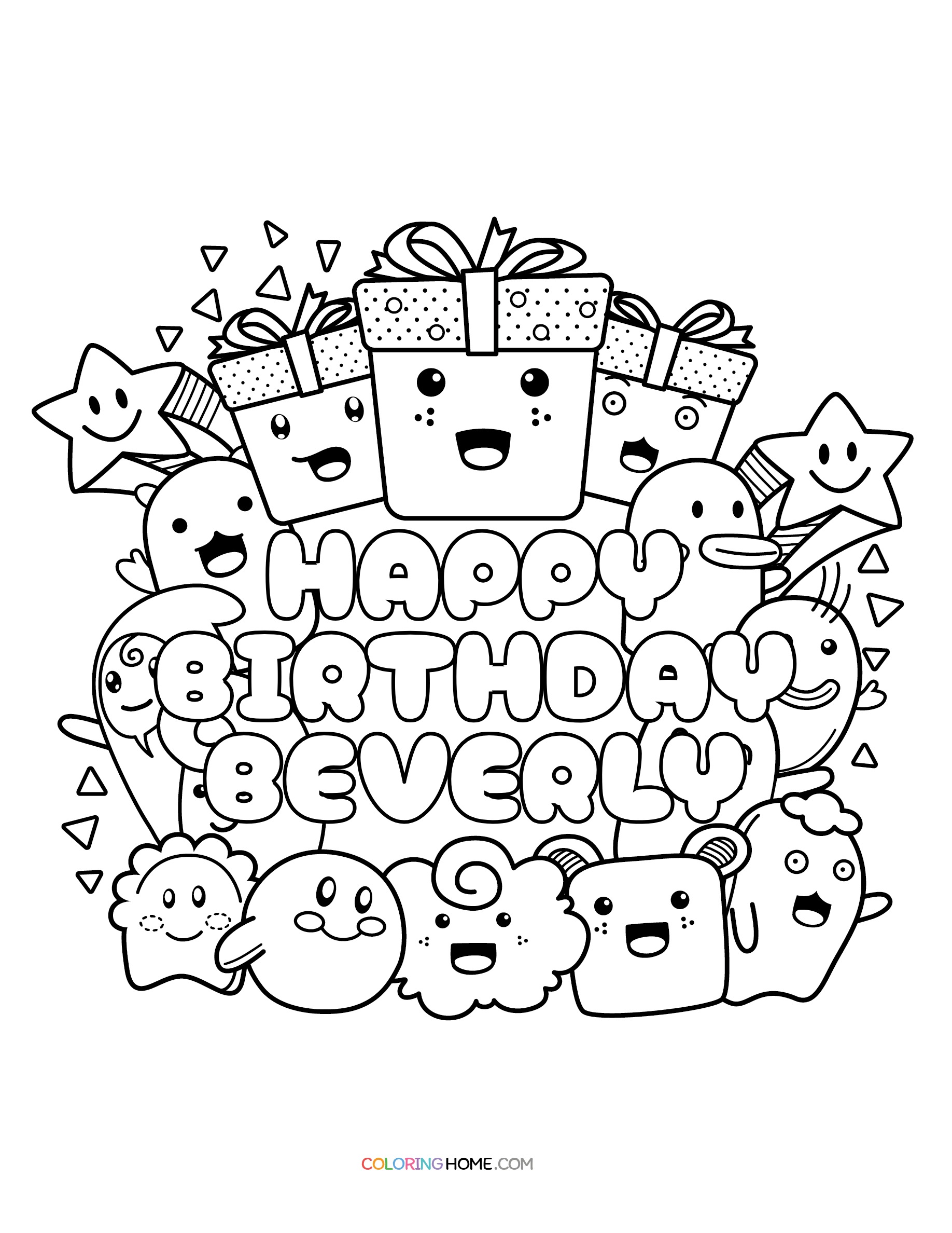 Happy Birthday Beverly coloring page