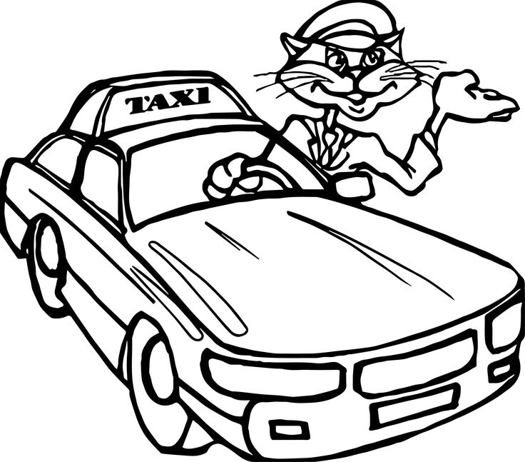nice Taxi Cat Driver Car Coloring Page | Cars coloring pages, Valentine coloring  pages, Coloring pages