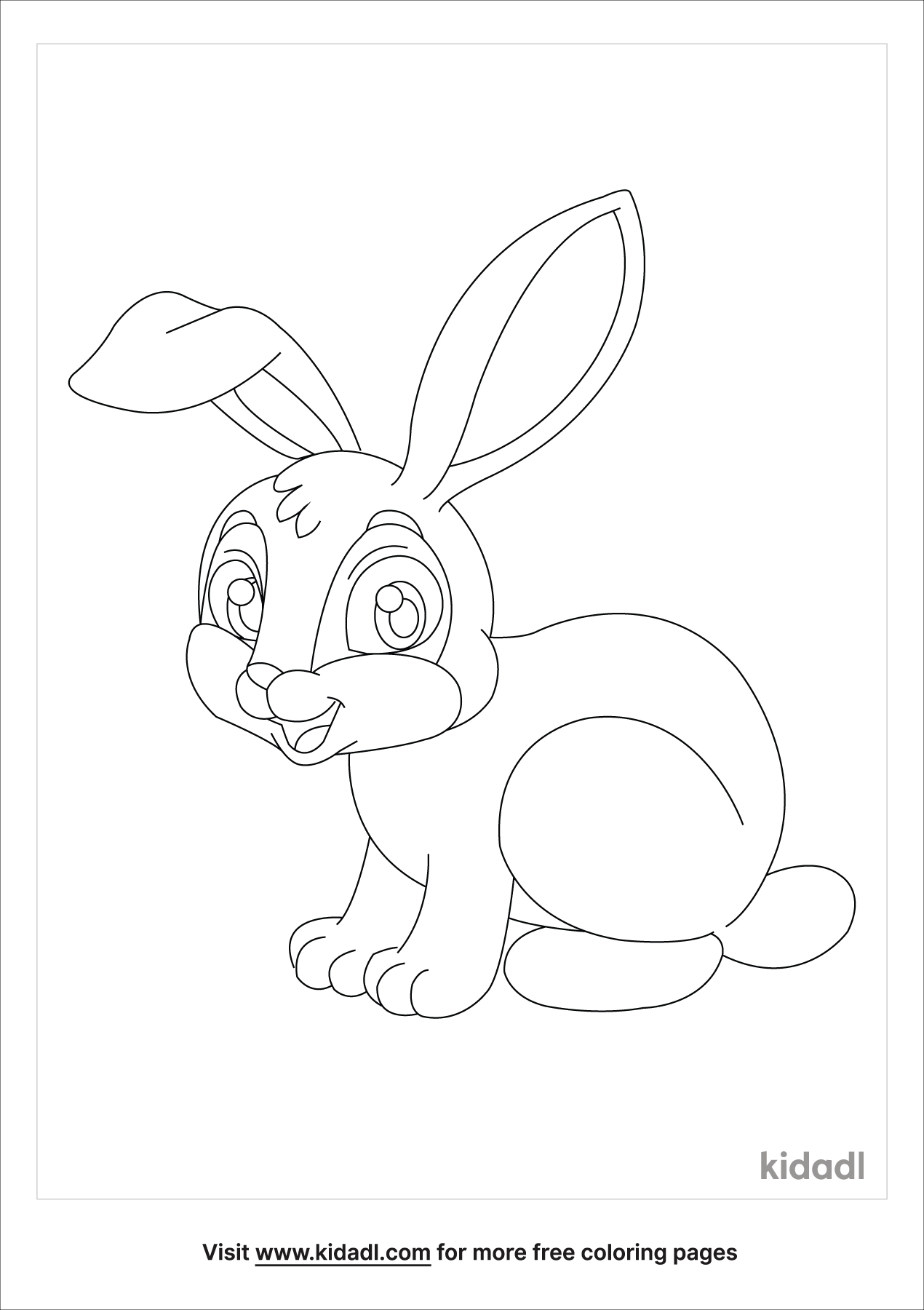 Bunny With Long Ears Coloring Pages | Free Animals Coloring Pages | Kidadl