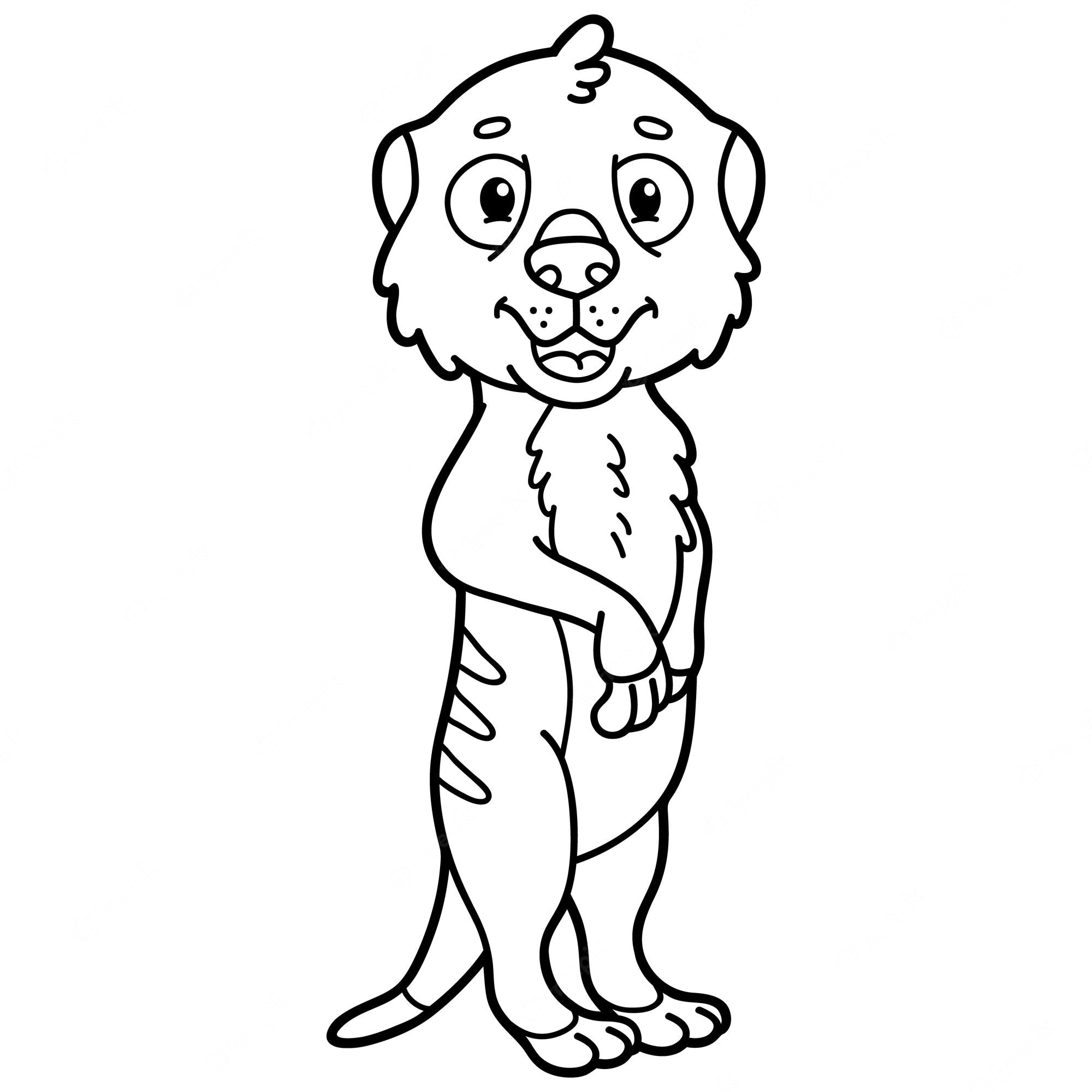 Premium Vector | Illustration coloring page with cartoon baby meerkat