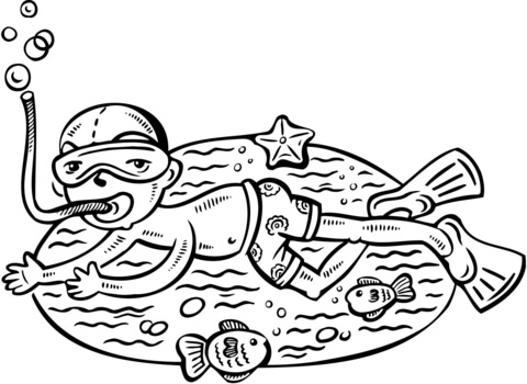 Child Snorkeling coloring page | Free Printable Coloring Pages