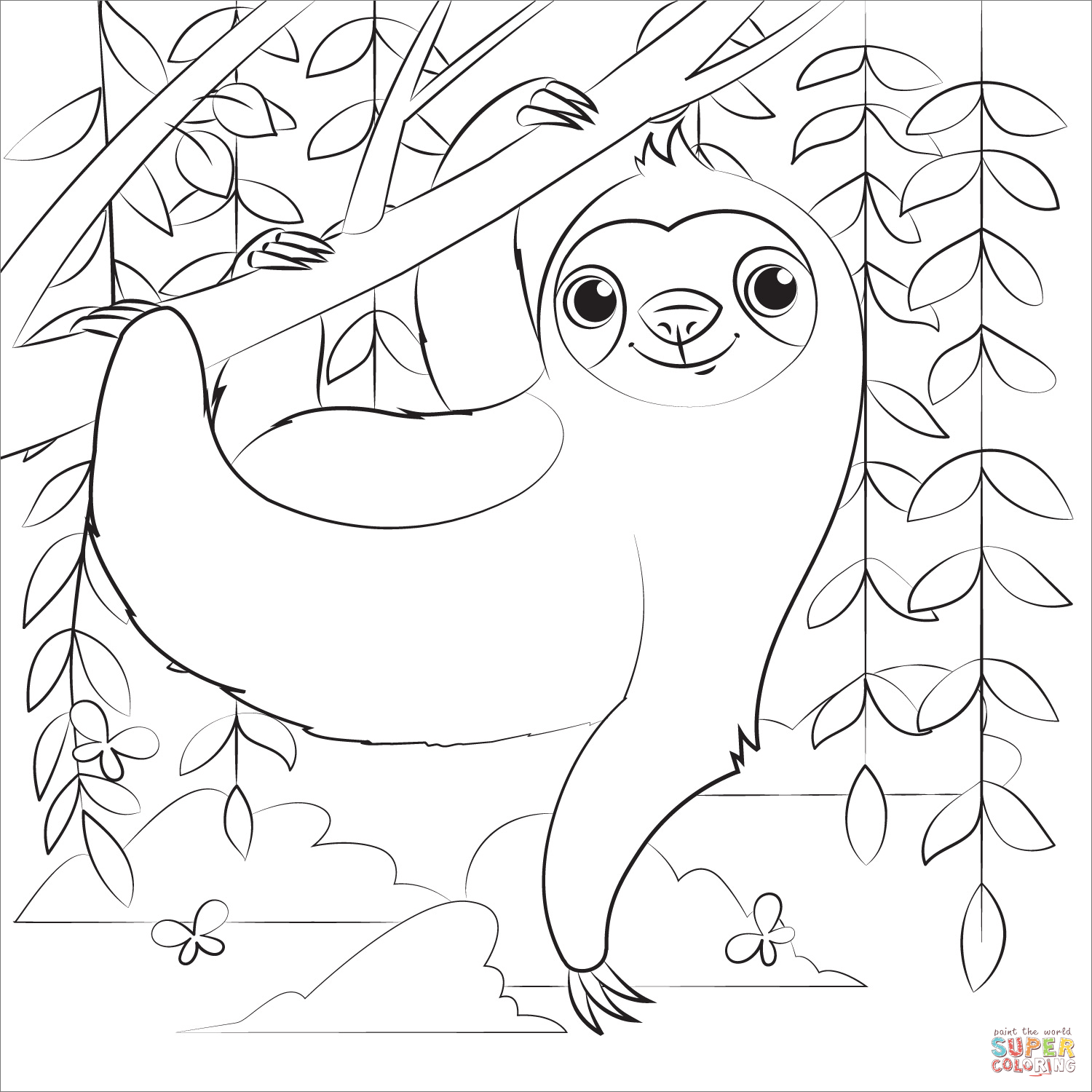 Sloth coloring page | Free Printable Coloring Pages
