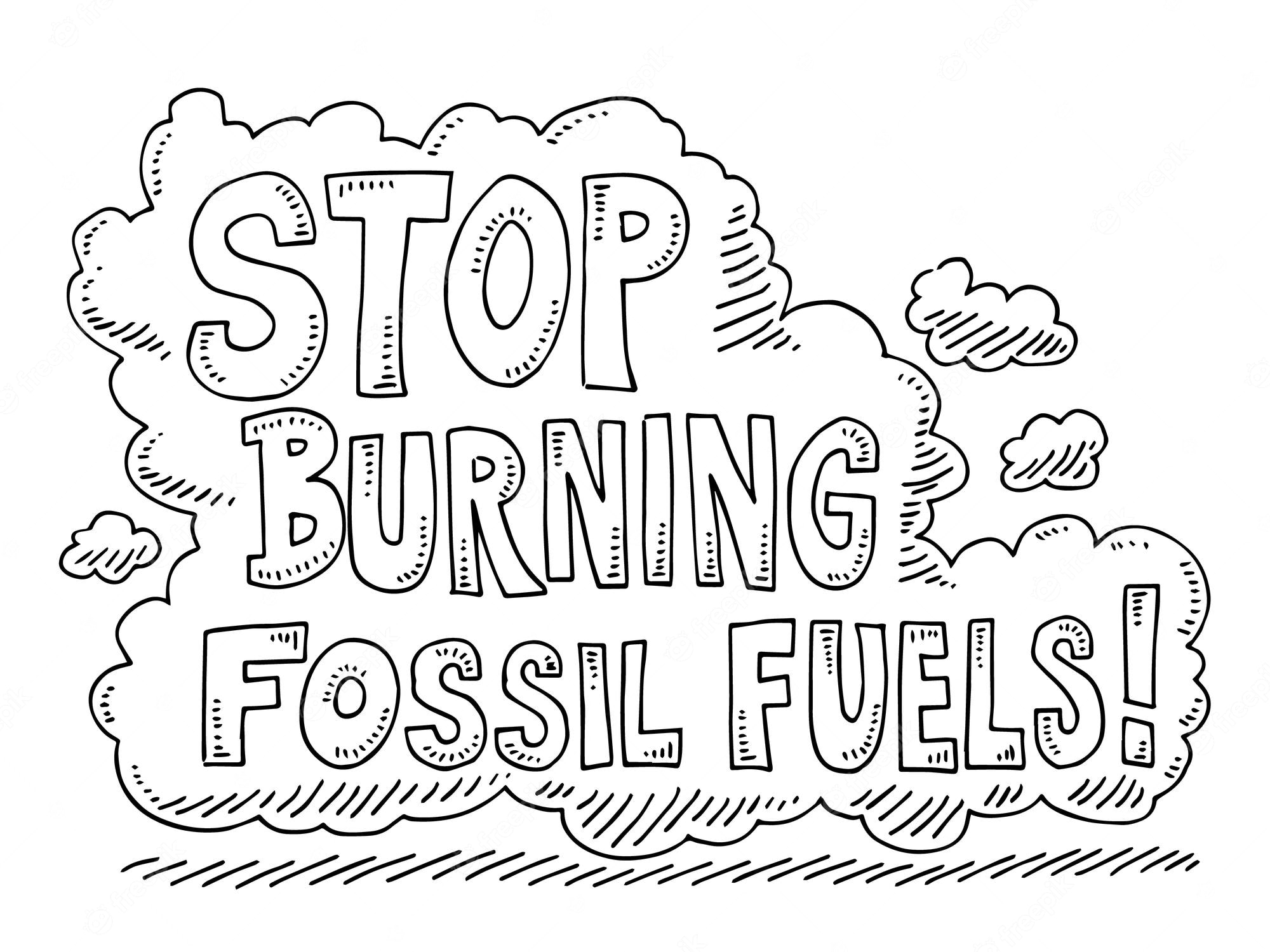 Premium Vector | A drawing of a cloud with the words stop burning fossil  fuels on it