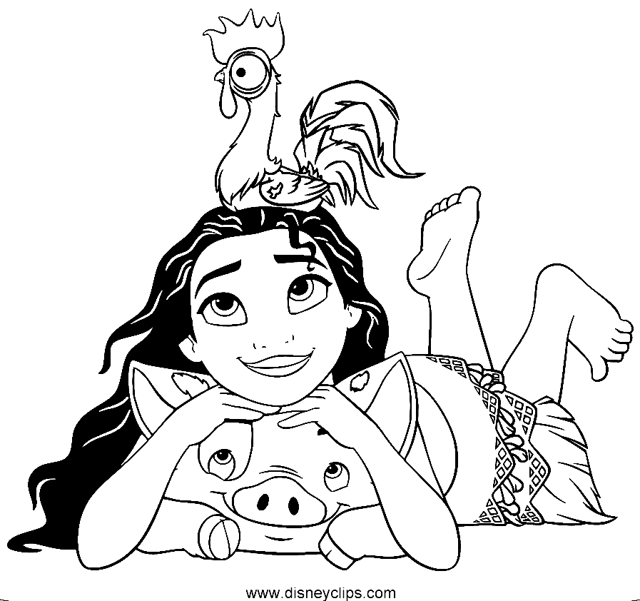 Moana, Pua and Heihei Coloring Pages - Moana Coloring Pages - Coloring Pages  For Kids And Adults