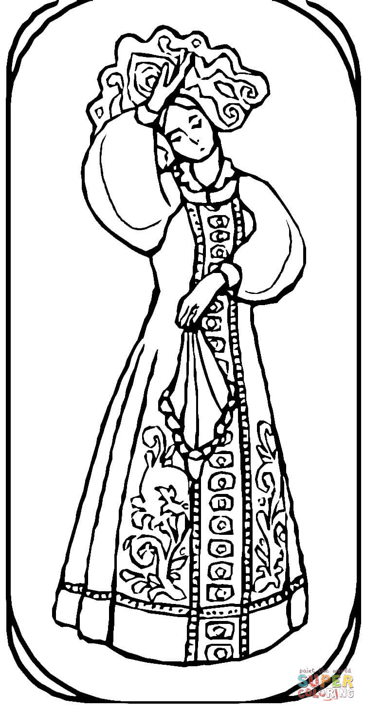 Girl From Russian Fairy Tale coloring page | Free Printable ...