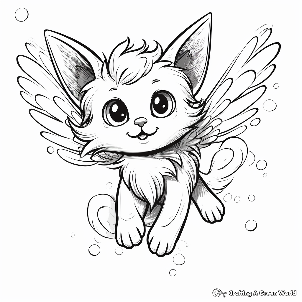 Winged Cat Coloring Pages - Coloring Nation