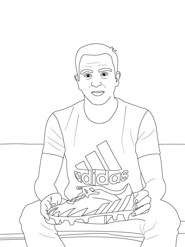 Xavi Showing his Shoe Coloring Page ...