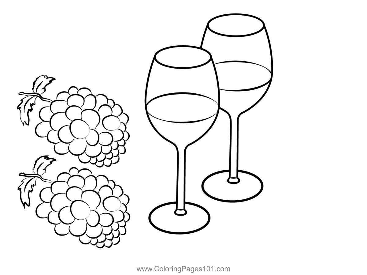 Grapes With Wine Glass Coloring Page for Kids - Free Grape Printable Coloring  Pages Online for Kids - ColoringPages101.com | Coloring Pages for Kids