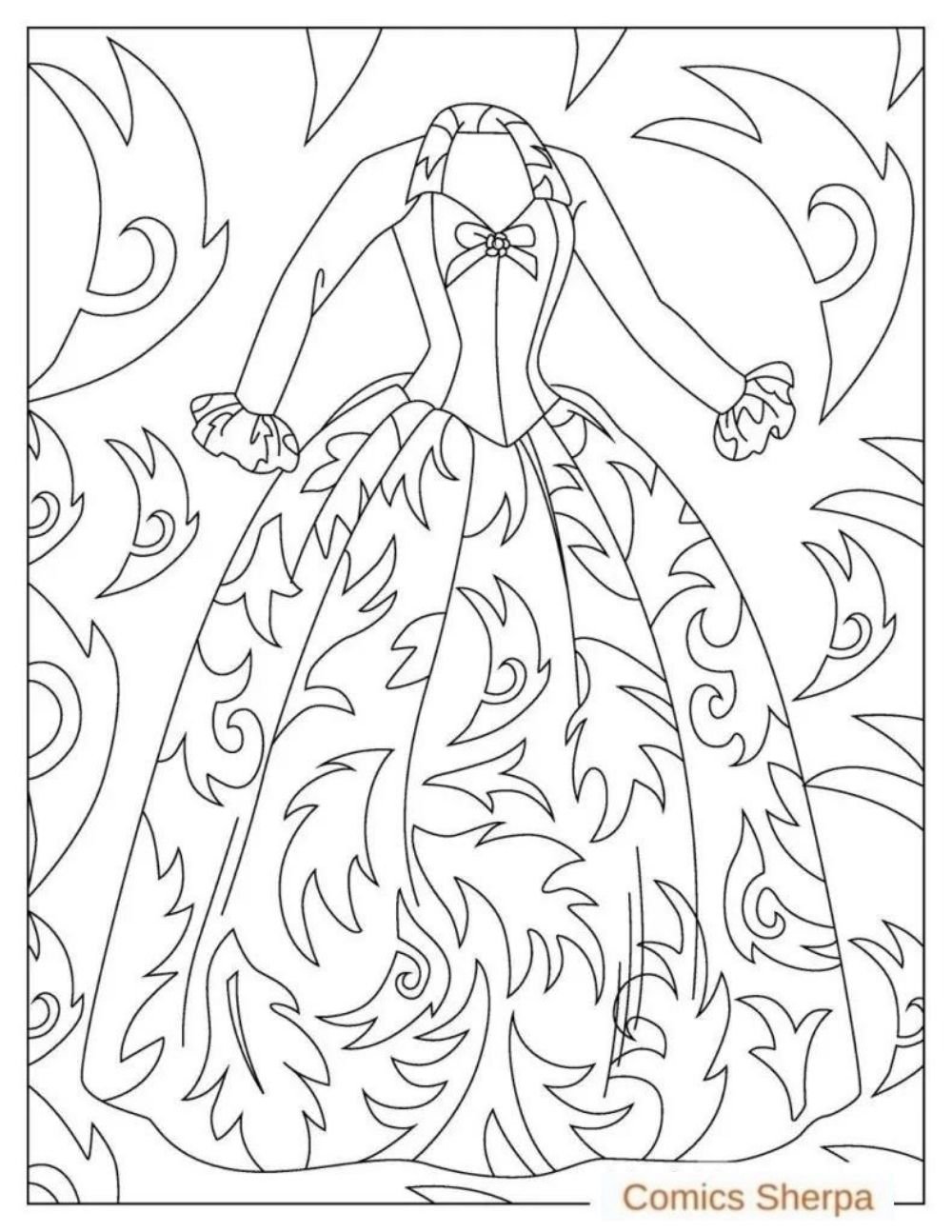 Free Dresses Coloring Pages (Print and Download PDFs) - Comics Sherpa