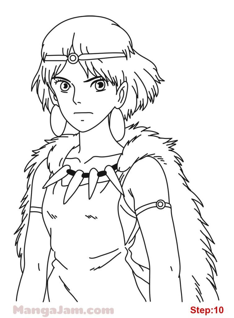 How to Draw Princess Mononoke from Studio Ghibli | Princess drawings,  Ghibli, Studio ghibli
