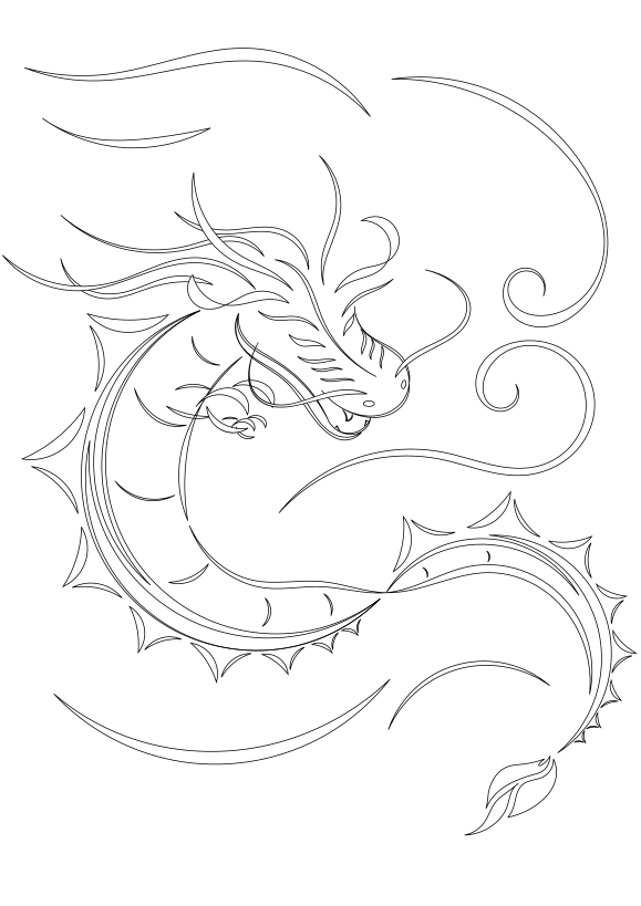 Water Dragon coloring page Free Printable! Nurieworld-Japan