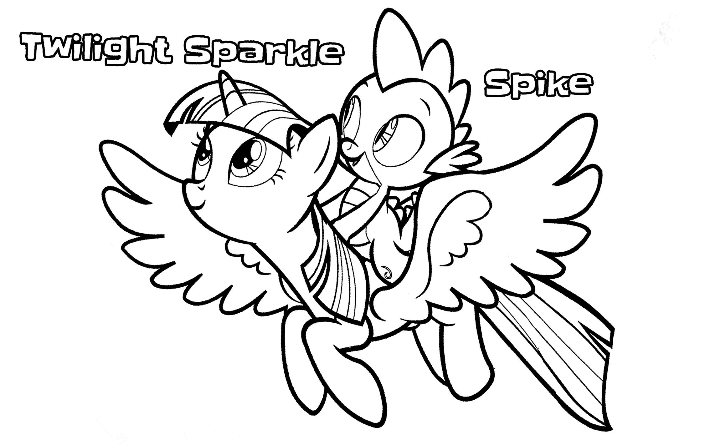 My Little Pony Twilight Sparkle, Spike the dragon coloring page | My little  pony twilight, Dragon coloring page, Twilight sparkle