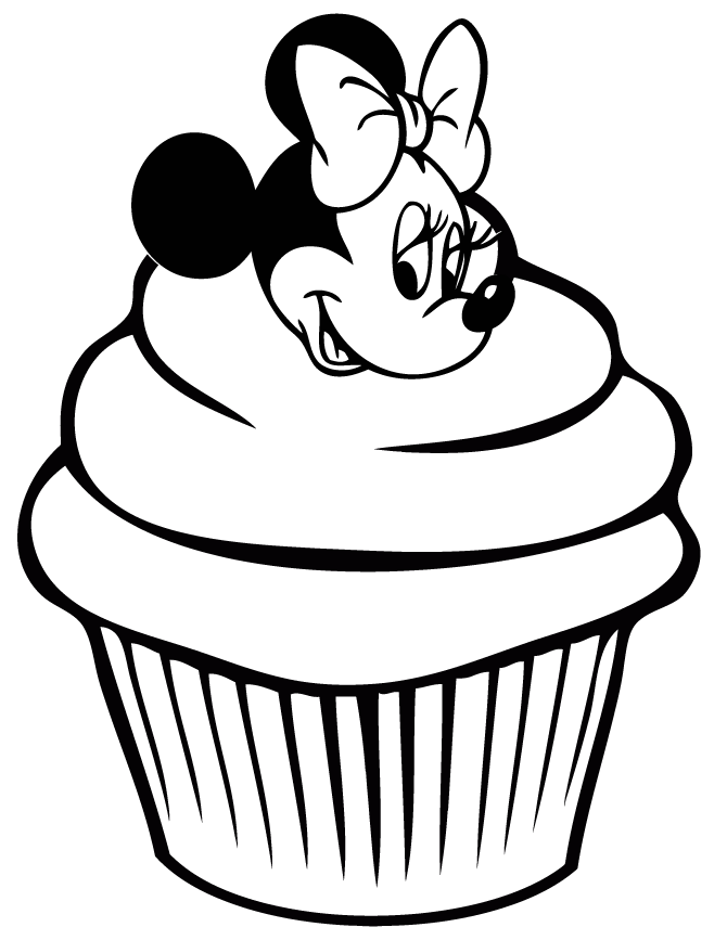 minnie-mouse-cupcake-coloring-page | Kids Cute Coloring Pages