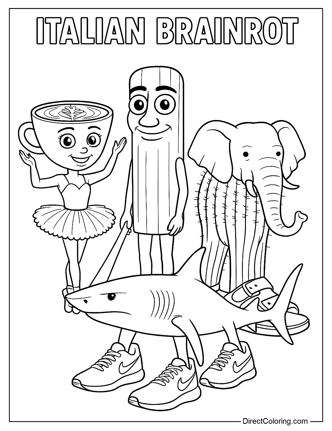 Italian Brainrot Coloring Pages – Free PDF to Download and Print