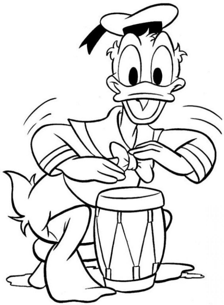 Donald Duck With Drum Printable Coloring Pages | Extra Coloring Page