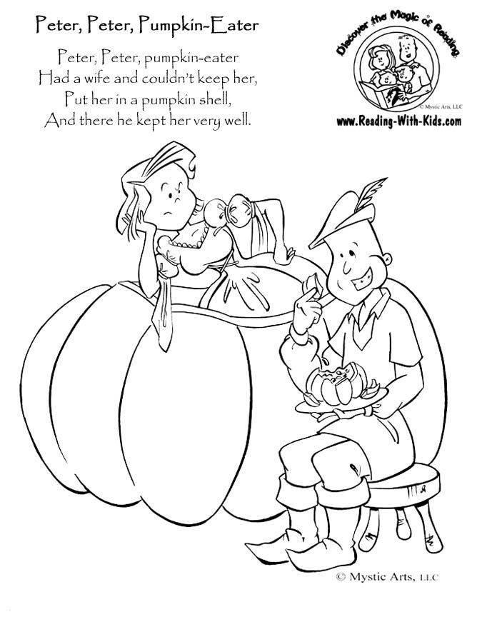 Peter Peter Pumpkin Eater coloring page | Rhymes and Poems