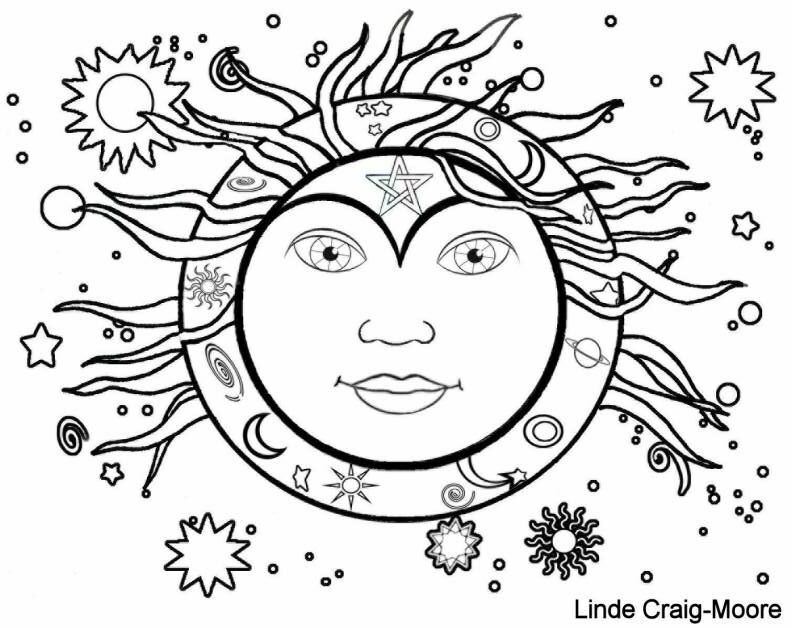 Litha Sun coloring page | hippie color pages
