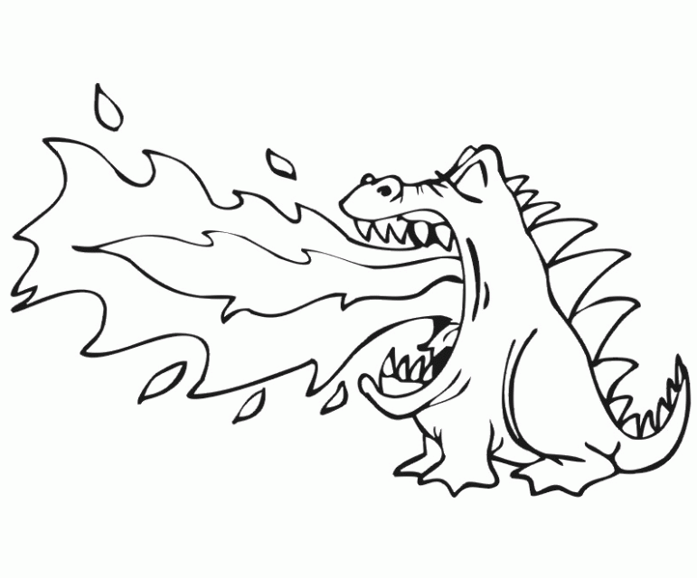 FIRE DRAGON Colouring Pages