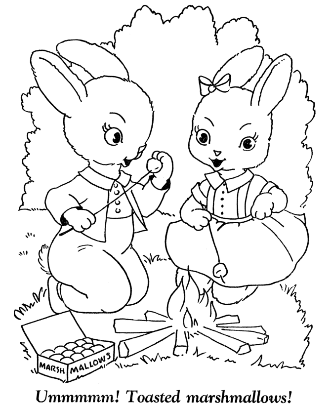 Easter Bunny Coloring Pages | Campfire Bunny Easter Bunny coloring ...