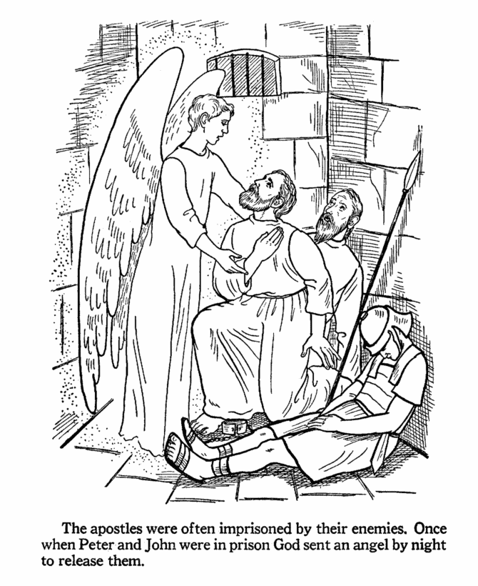 The Apostles Coloring Pages - Peter and John in prison ...