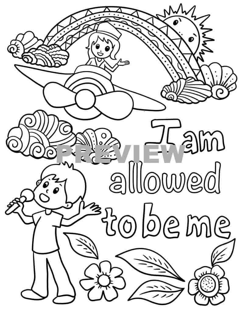 Positive affirmations colouring pages for kids - Messy Yet Lovely