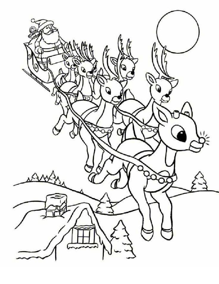 Online Rudolph and other Reindeer Printables and Coloring Pages | Rudolph coloring  pages, Christmas coloring sheets, Santa coloring pages