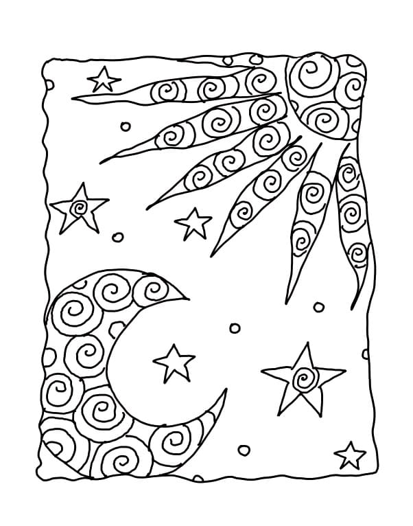 Printable Sun And Moon for Adult Coloring Page - Free Printable Coloring  Pages for Kids