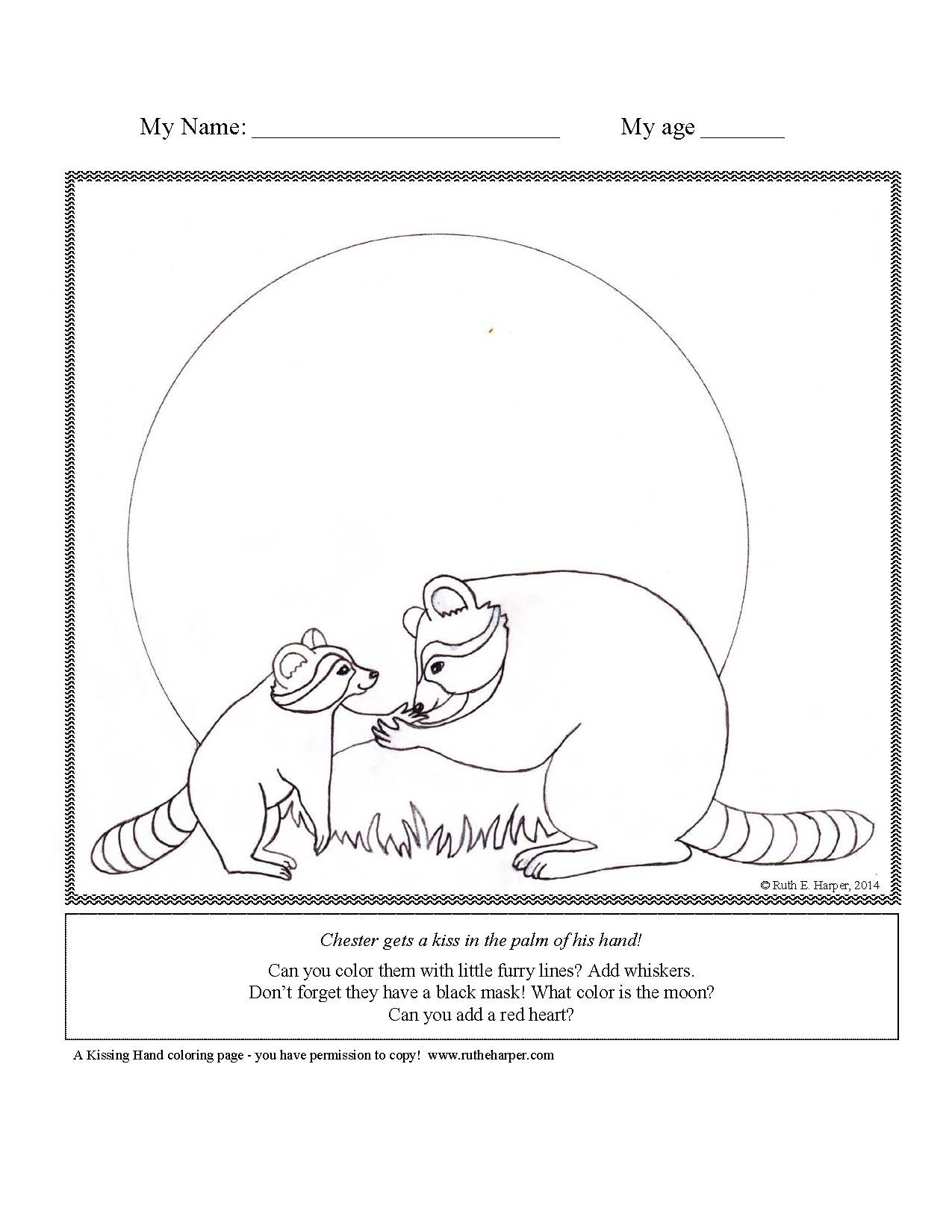 Kissing Hand Coloring Pages — Ruth E. Harper