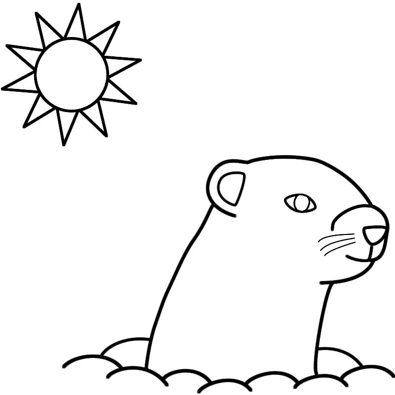Groundhog Day - Coloring Page (Groundhog Day)