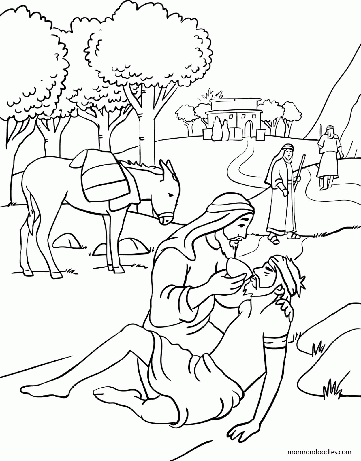 Mormon Doodles: The Good Samaritan Coloring Page