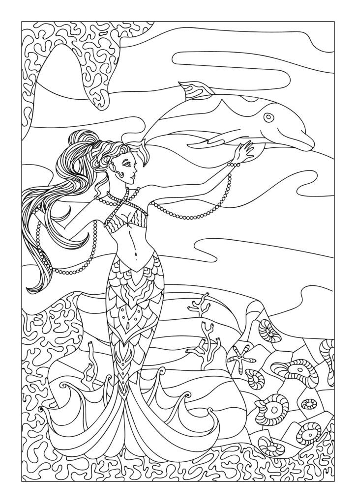 Mermaid and Dolphin #Coloring pages #Color pages #mermaid #Coloring book | Dolphin  coloring pages, Beautiful mermaids, Coloring books