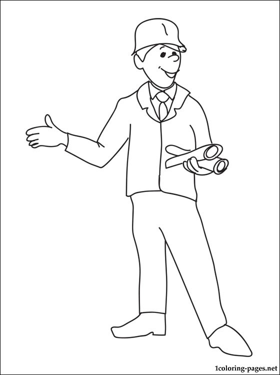 Coloring page with the engineer | Coloring pages