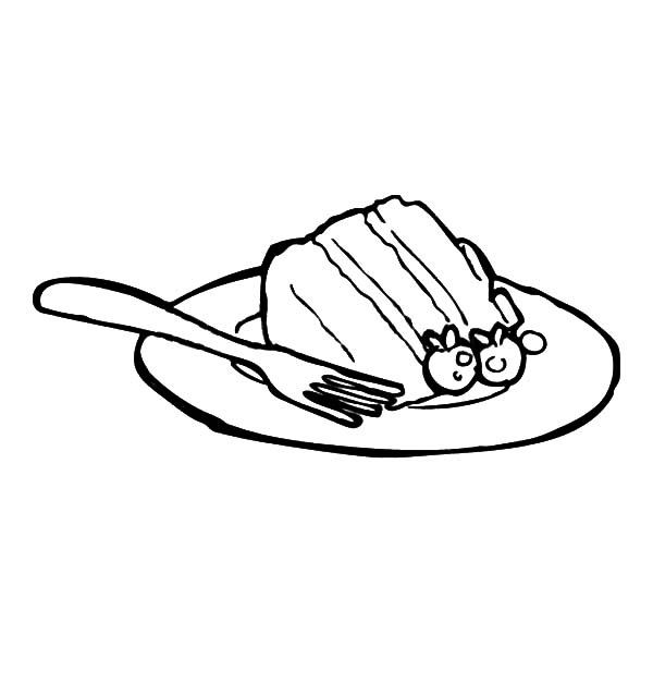 Cake Slice On Plate With Fork Coloring Pages : Best Place to Color