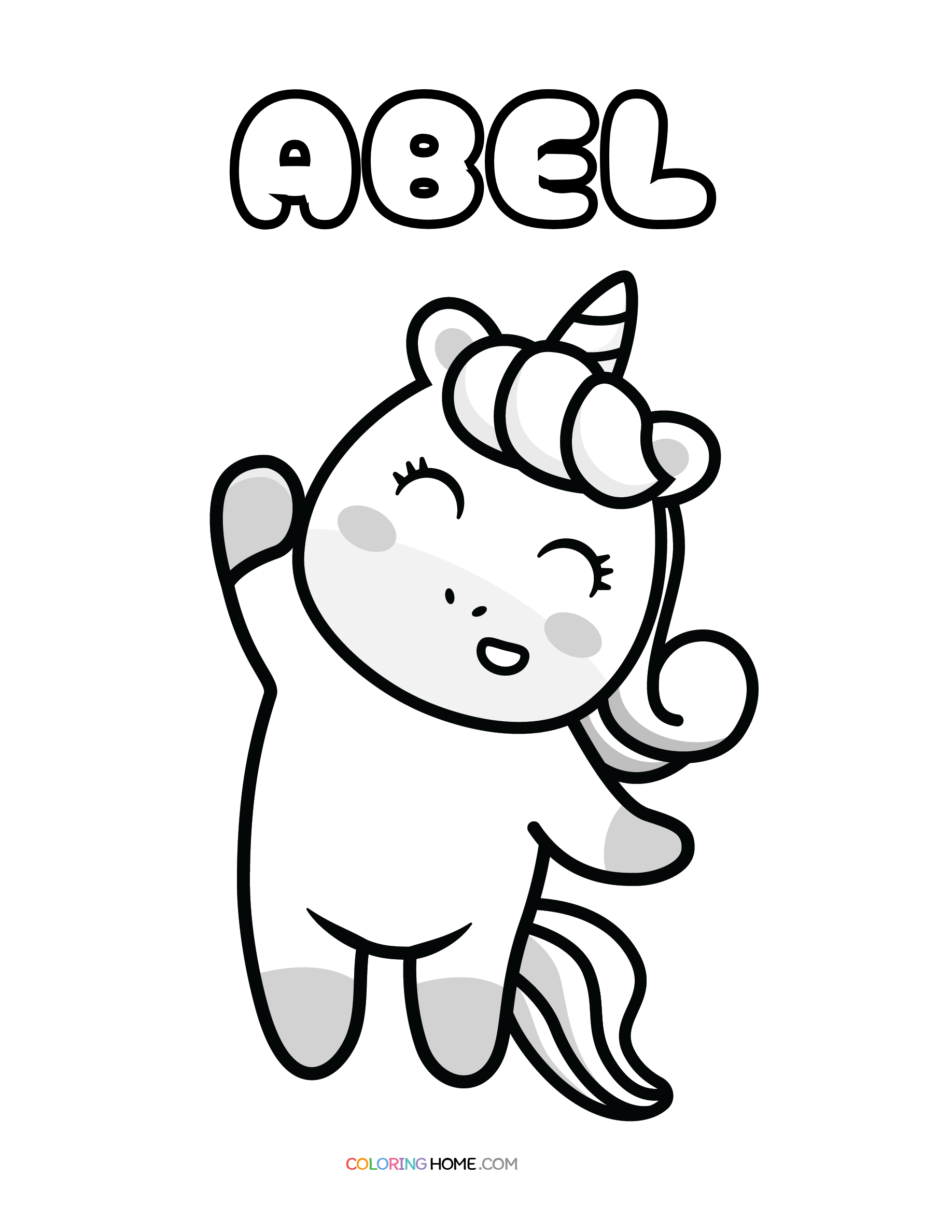 Abel unicorn coloring page