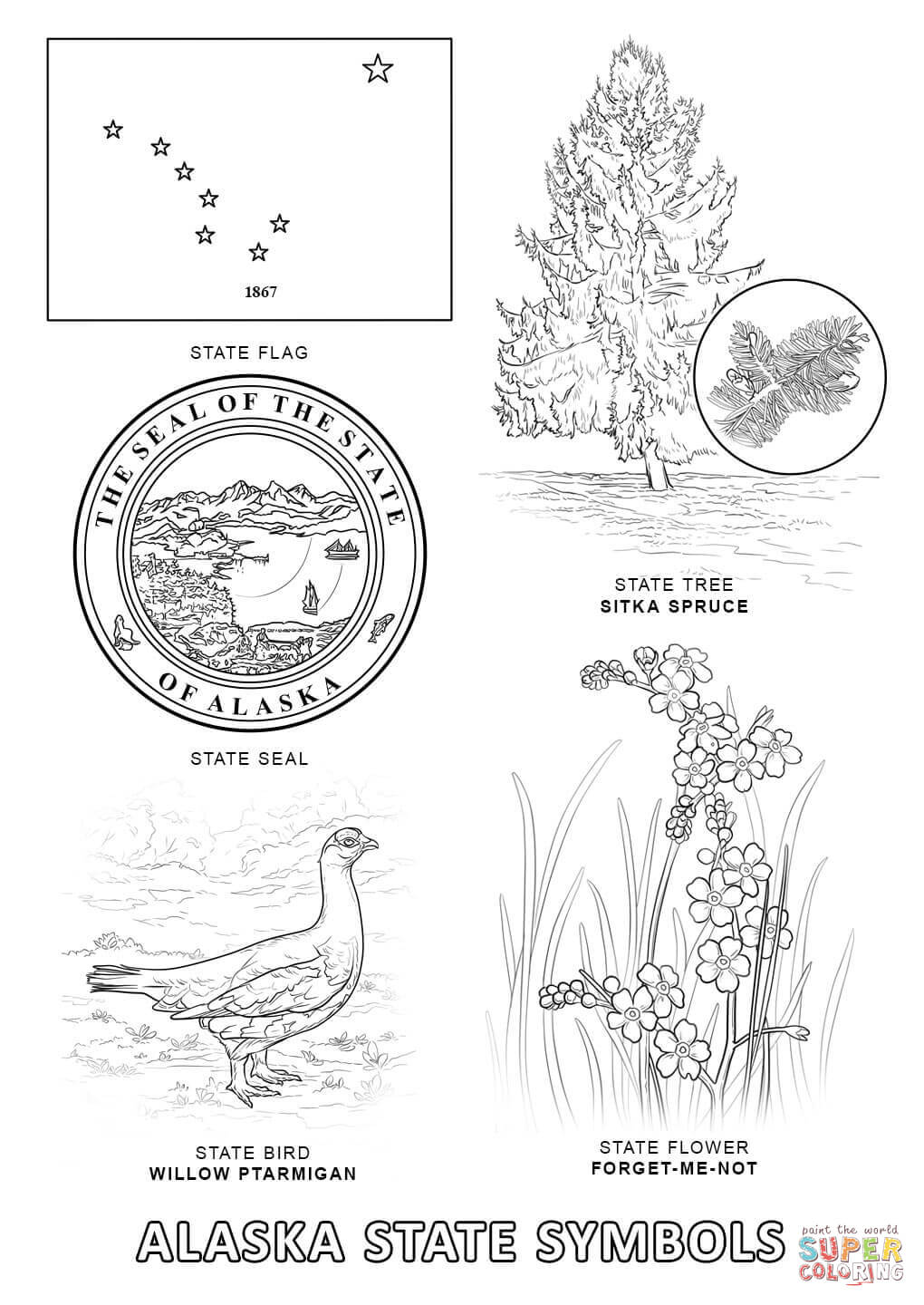 Alaska State Symbols coloring page | Free Printable Coloring Pages