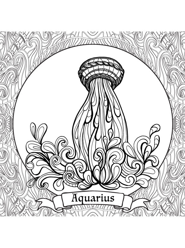 Kids-n-fun.com | Coloring page Zodiac signs for adults Aquarius