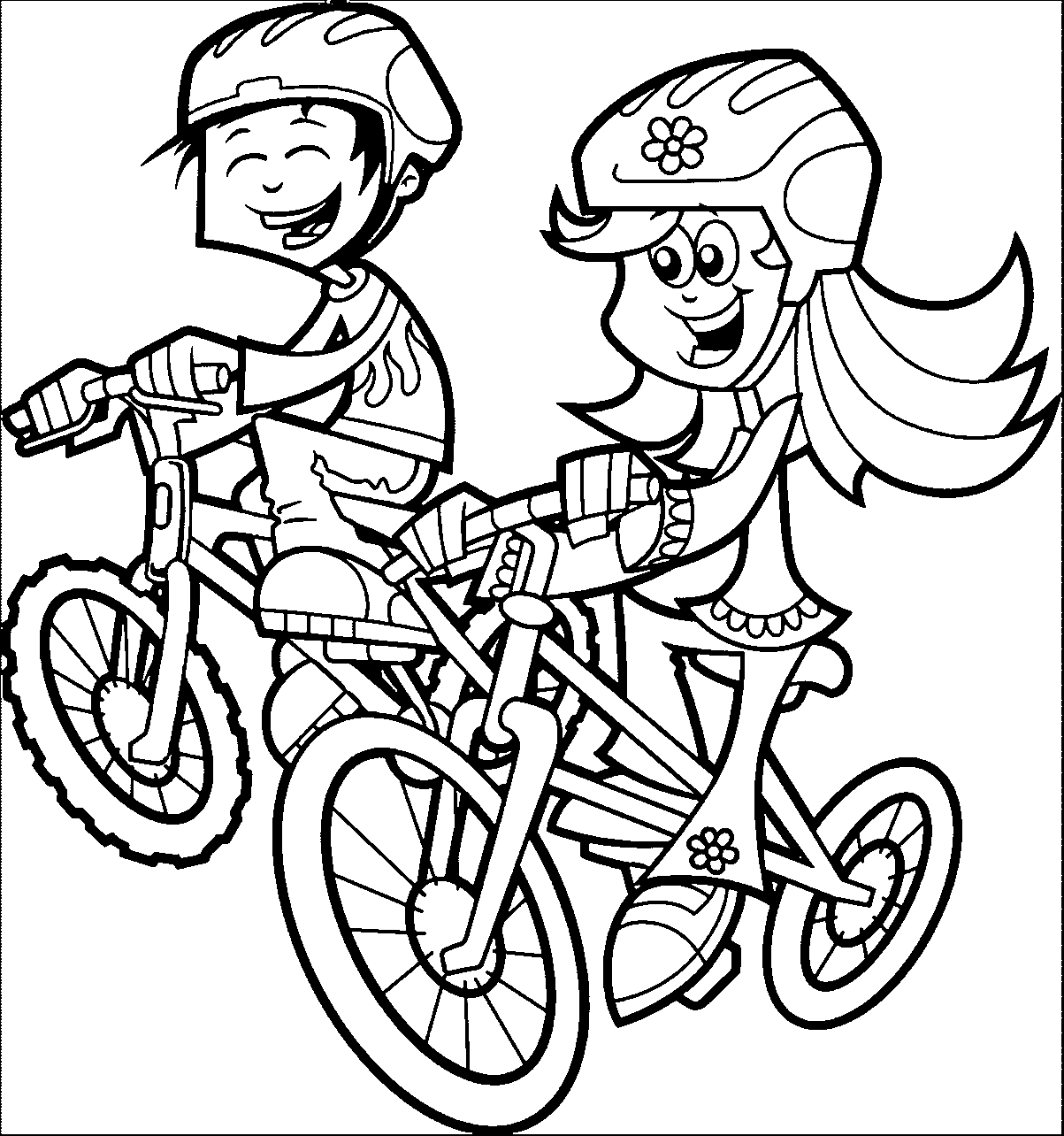 Riding Bike Coloring Pages | Wecoloringpage