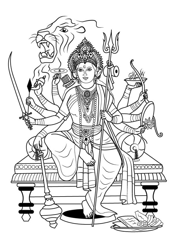 Hindu Deity With Three Heads Coloring Page - Free Printable Coloring Pages  for Kids