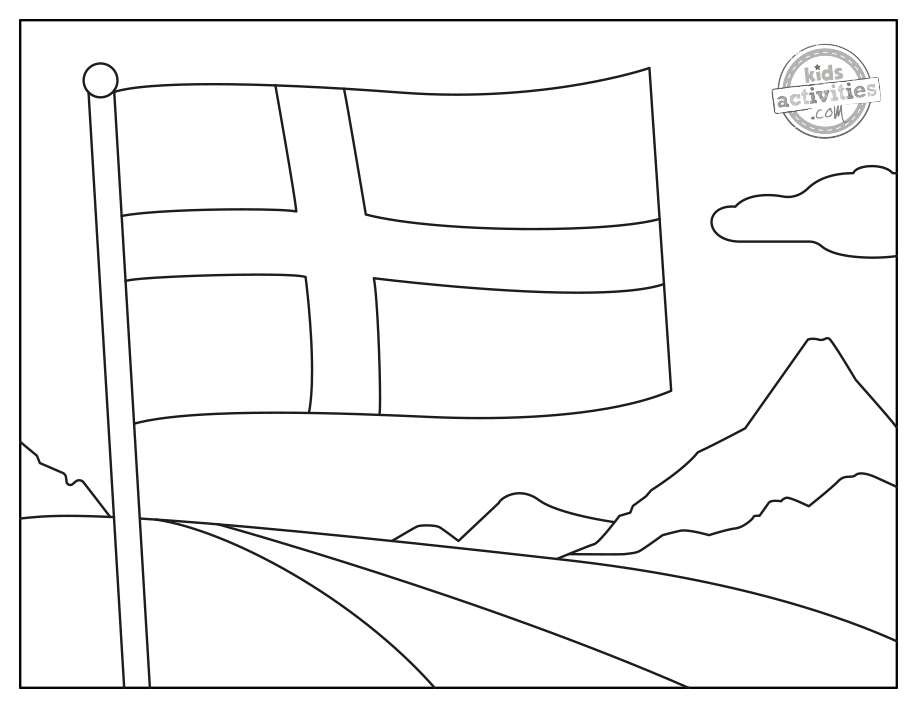 Yellow and Blue Sweden Flag Coloring Page Kids Activities Blog