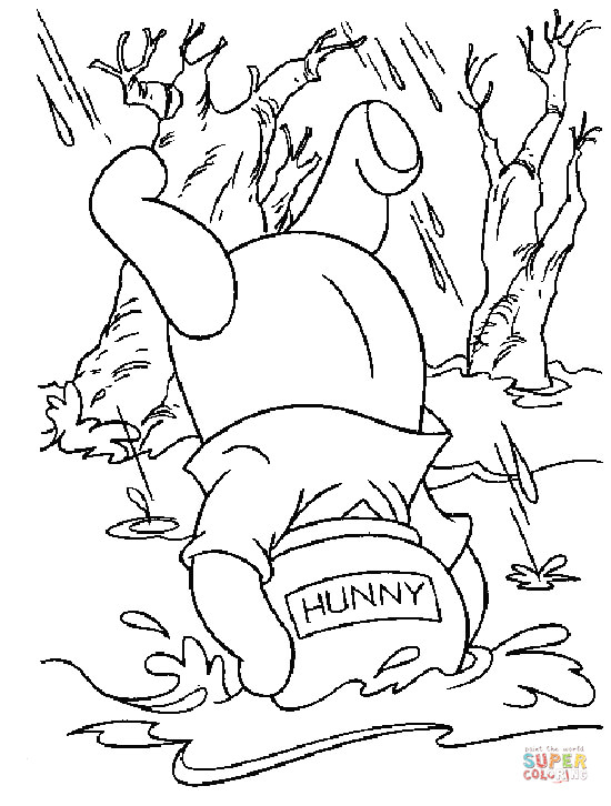 Pooh in a honey jar coloring page | Free Printable Coloring Pages