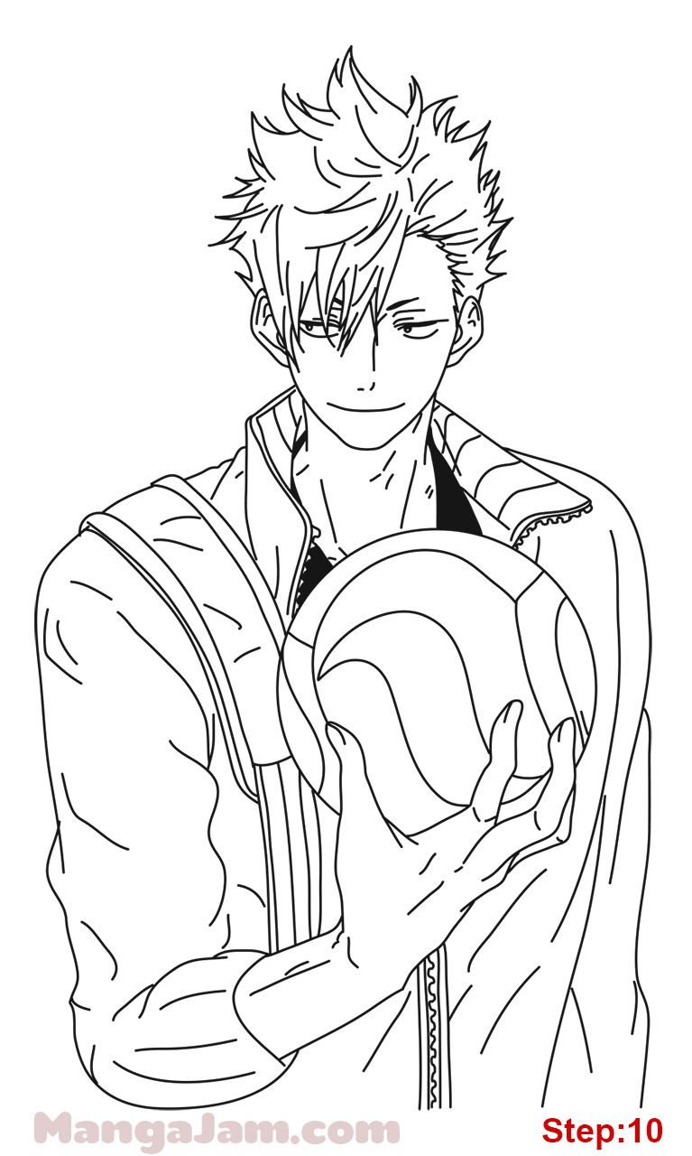 how_draw_kuroo-tetsuro_haikyuu_09 | Anime lineart, Anime character drawing,  Anime sketch